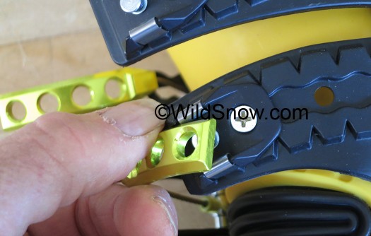 Another view of the buckles, you snap the hole over the stud. Another view of the buckles, you snap the hole over the stud.