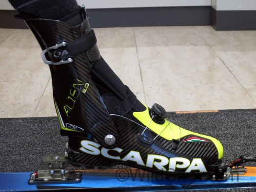 Ditto. Scarpa told me that the design philosophy behind this sort of boot is it needs to be optimized to the point of working for what they call "sprint" races, which consist essentially of running uphill like a maniac. Ditto. Scarpa told me that the design philosophy behind this sort of boot is it needs to be optimized to the point of working for what they call "sprint" races, which consist essentially of running uphill like a maniac.