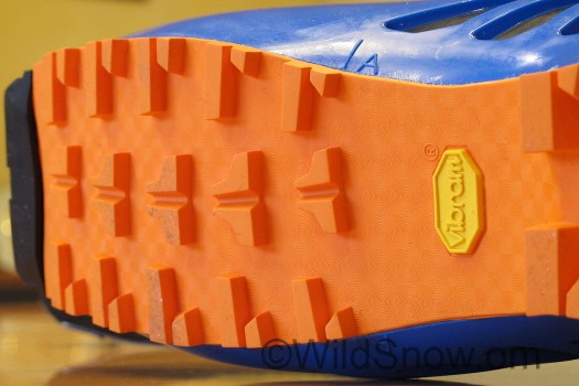 Scarpa says the sole has a texture designed to pick up less sticky snow. That one will be easy to test! Scarpa says the sole has a texture designed to pick up less sticky snow. That one will be easy to test!