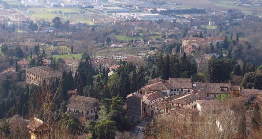 Looking down of the rolling hills of Asolo. Looking down of the rolling hills of Asolo.