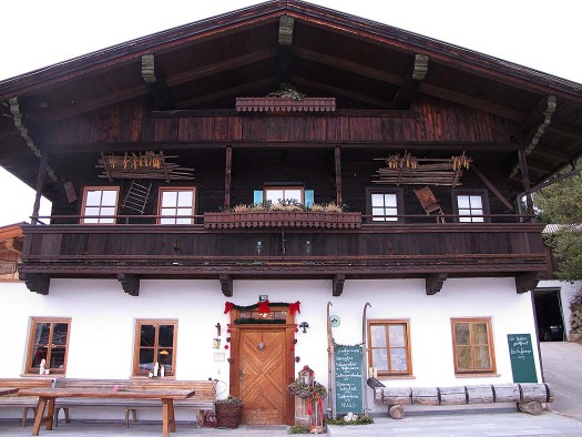 Typical architecture of an Austrian gasthaus, this one fairly new, built with parts of old buildings. Typical architecture of an Austrian gasthaus, this one fairly new, built with parts of old buildings.
