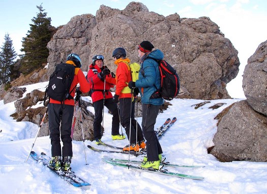 After lunch we skin up another ridge to find Diamir owner, Andreas Fritschi, on the top of the peak, field testing his company's gear. After lunch we skin up another ridge to find Diamir owner, Andreas Fritschi, on the top of the peak, field testing his company's gear.