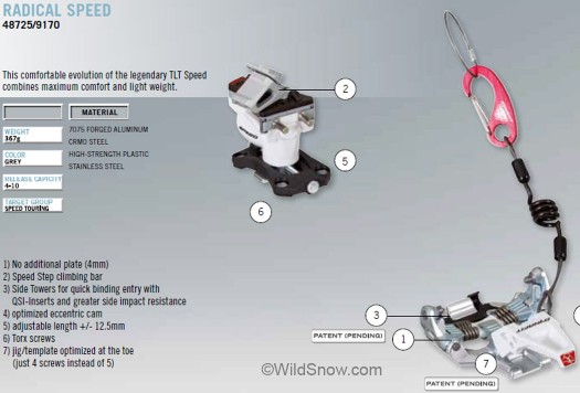 Speed Radical remains the same, and in our opinion is still the sweet spot in the lineup for any serious backcountry skier looking to save weight yet maintain full function. We recommend a 3mm plate under the toe unit for less binding ramp-delta. Speed Radical remains the same, and in our opinion is still the sweet spot in the lineup for any serious backcountry skier looking to save weight yet maintain full function. We recommend a 3mm plate under the toe unit for less binding ramp-delta.
