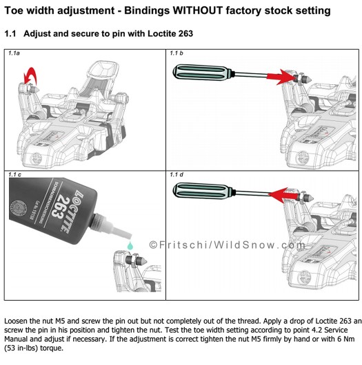 Fritschi illustrated instruction concerning toe pin adjustment. Fritschi illustrated instruction concerning toe pin adjustment.