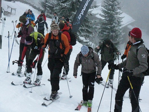 What's your group size? This tour in Europe is typical of the Alps but we see these sorts of large groups in the US as well: too many people for safe group dynamics unless firm leadership is provided by a guide or defacto guide. What's your group size? This tour in Europe is typical of the Alps but we see these sorts of large groups in the US as well: too many people for safe group dynamics unless firm leadership is provided by a guide or defacto guide.
