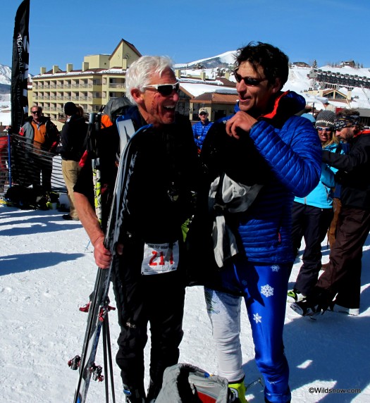 Father-son team Murray and Jeff Banks finished just over 10 hours. At 66 years old Murray, the oldest competitor, can still kick it with his IFMGA/UIAGM mountain guide son. Good enough for 21st place. Father-son team Murray and Jeff Banks finished just over 10 hours. At 66 years old Murray, the oldest competitor, can still kick it with his IFMGA/UIAGM mountain guide son. Good enough for 21st place.