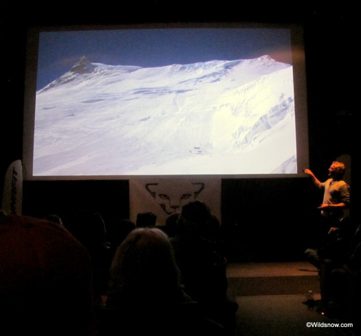 Benedikt Böhm, Dynafit CEO, shared his film and slides from his 2012 expedition to Manaslu with locals, tourists, and nachtspektakelers alike. Benedikt Böhm, Dynafit CEO, shared his film and slides from his 2012 expedition to Manaslu with locals, tourists, and nachtspektakelers alike.
