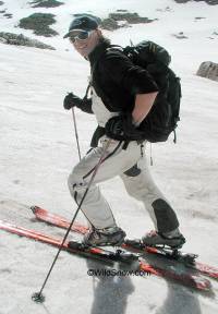Sean Crossen on El Diente Peak in 2003, using Alpine Trekkers.