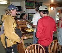 Sean and Chris compensating for sleep deprivation -- coffee stop in Ridgeway. Sean and Chris compensating for sleep deprivation -- coffee stop in Ridgeway.