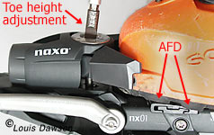 Naxo binding toe details. Naxo binding toe details.