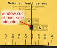 Paper template with boot sole position marked. Paper template with boot sole position marked.