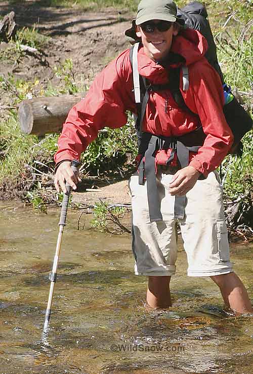 Crossing the North Fork of the Popo, Wind Rivers, Wyoming. Crossing the North Fork of the Popo, Wind Rivers, Wyoming.
