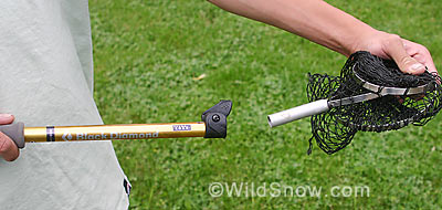Collapsed net before insertion in shaft. Note adapter that we made for the net. It's just a chunk of ski pole tubing JBwelded to the net. Collapsed net before insertion in shaft. Note adapter that we made for the net. It's just a chunk of ski pole tubing JBwelded to the net.