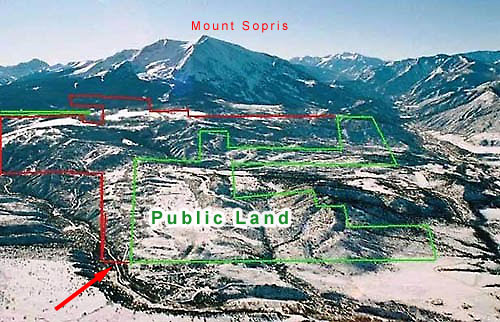 Looking from the north at Mount Sopris and proposed lands for exchange.
