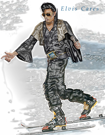 Elvis telemarks and backcountry skis.