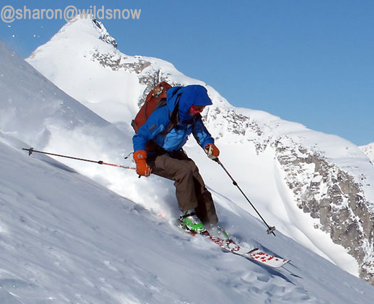Sharon backcountry skiing her Geas