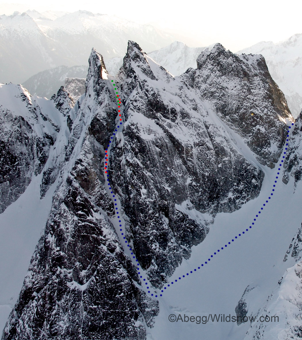 Backcountry ski mountianeering terrain in the North Cascades.