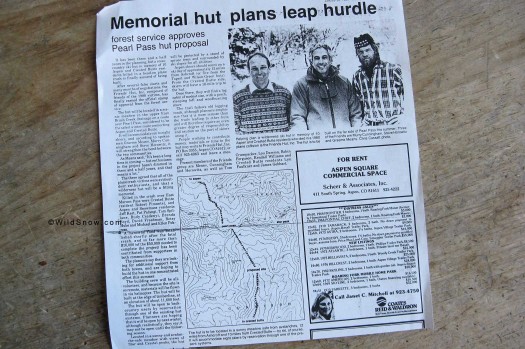 Aspen Times article covering USFS approval of Friends Hut, January 1984.