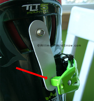 Modification, when flipped down, prevents buckle tang from inserting.