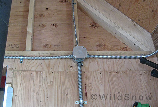 Interior conduit for PV backcountry cabin.