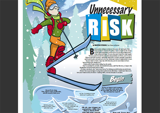 Avalanche safety judgment for backcountry skiers.