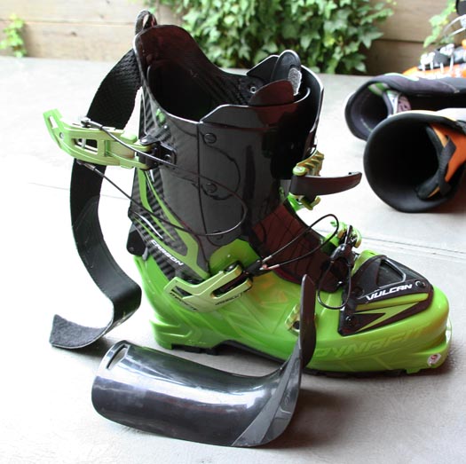 Vulcan backcountry skiing boot can be used with or without tongue.