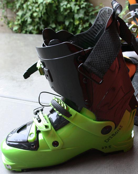 Side view of Vulcan boot showing power strap and buckles.