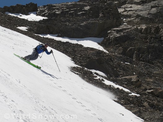 Bob Perlmutter on the Volare, moderately hard springtime snow.