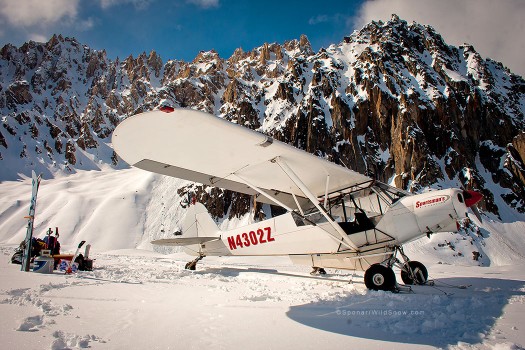Backcountry skiing with aircraft access in Alaska.