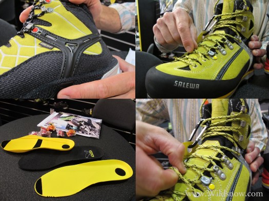 Salewa's newest alpine climbing boots feature an anti-blister footbeds and ample adjustment for climbing and descending.  The boots are also great for adapting to colder and warmer days when a thick sock is needed or left at home. Denny Ink's Eric Henderson shows the inner workings of Salewa's 3D System evo which divides the shoe into three areas allows fine-tuning to achieve the best possible comfort and performance.