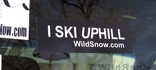 'I Ski Uphill," or 'Ski Uphill."  Your choice.