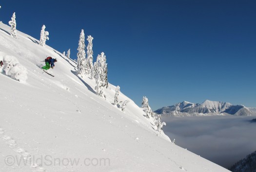 Louie backcountry skiing Stevens Pass. We kept wanting to include the undercast in our photos.