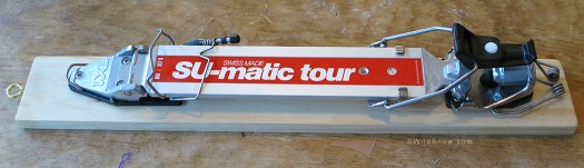 Su-matic tour is one of the early plate/frame backcountry skiing bindings.