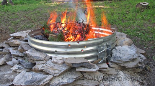 Pre-fabricated metal fire enclosure in our private campground.