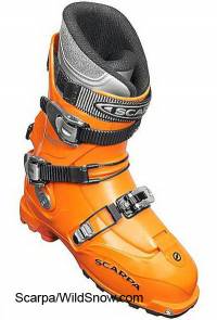 Scarpa Laser ski touring boot circa 2002. Still available on the used market and worth purchasing if you're on a budget.