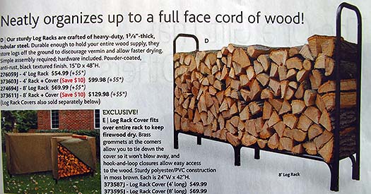 Sturdy Log Rack, durable enough to hold one hour's wood supply.