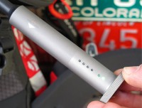 Trigger handle has LEDs indicating various things. Mainly, the number of lights above (left) of power light indicated approximately how many inflations remain. Trigger handle has LEDs indicating various things. Mainly, the number of lights above (left) of power light show state of battery.