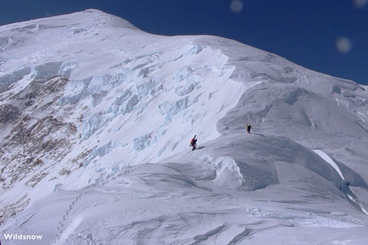 Anton and Evan approaching the bottom of the ski line on our first summit attempt. Let's just call it an acclimatization day. Anton and Evan approaching the bottom of the ski line on our first summit attempt. Let's just call it an acclimatiazation day.