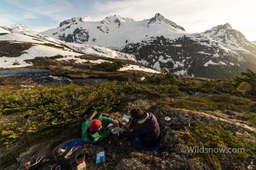 WildsnowEdit (1 of 1) Our camp the first night. Across the valley the purgatory glacier threw ice down the cliffs all evening, rumbling like thunder.