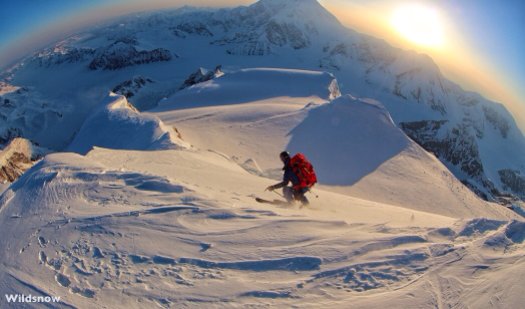 Anton dropping into the sunset as we start our first turns off the summit and start into our second day on this beast of a mountain. Anton dropping into the sunset as we start our first turns off the summit and start into our second day on this beast of a mountain.