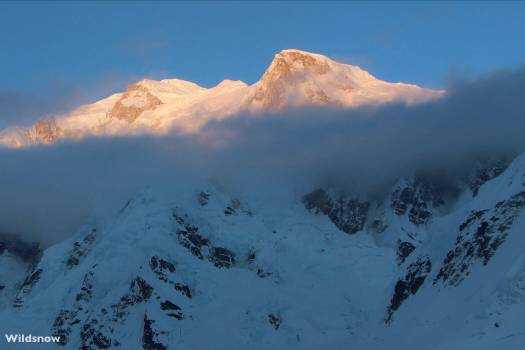 View of Mount Hunter during the night we returned from Foraker to Kahiltna Base. View of Mount Hunter during the night we returned from Foraker to Kahiltna Base.
