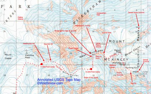 Map with more details regarding Denali routes.