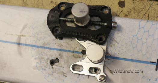 We like that the Maruelli unit can be mounted without the adjustment rails (with care) for an 18 gram weight savings over stock as well as a heel drop of 3.28 mm, resulting in a nice ramp angle. We like that the Maruelli unit can be mounted without the adjustment rails (with care, though the screw seats do allow 8 mm of fore-aft) for an 18 gram weight savings over stock as well as a heel drop of 3.28 mm, resulting in a nice ramp angle.