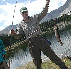 Dad rakes in another one. Dad rakes in another one.