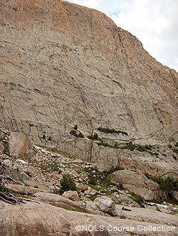 Orange Wall rock climbing area. 
