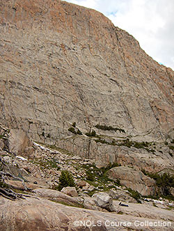 Orange Wall rock climbing area. Orange Wall rock climbing area.