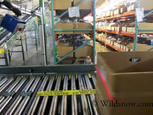 Bins travel upwards of 10mph around the factory on three floors