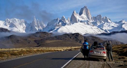 Our first view of what I have always thought of as Patagonia. Fitz Roy is the towering piece of granite straight ahead. Our first view of what I have always thought of as Patagonia. Fitz Roy is the towering piece of granite straight ahead.
