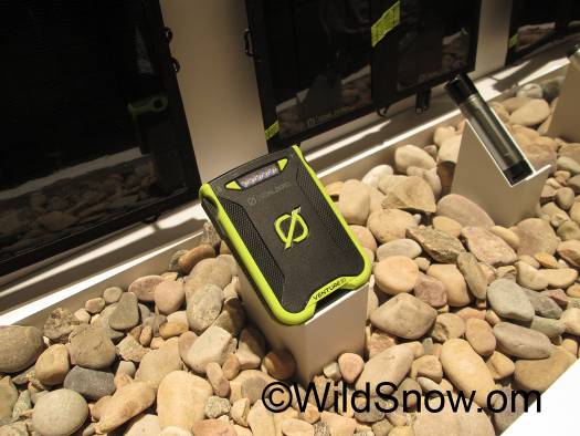 Goal Zero is a mandatory stop. While you can cobble backcountry PV systems from the many battery packs and portable panels available worldwide (take a quick look at Amazon), these guys continue to provide integrated gear with emphasis on everything: function, reliability, and even appearance. New this year is this sweet little “Venture” waterproof 30 watt hour battery pack. Both USB connectors are the higher amperage variety that’ll give your device a quick charge if you’re rigged for it. Goal Zero is a mandatory stop. While you can cobble backcountry PV systems from the many battery packs and portable panels available worldwide (take a quick look at Amazon), these guys continue to provide integrated gear with emphasis on everything: function, reliability, and even appearance. New this year is this sweet little “Venture” waterproof 30 watt-hour battery pack. Both USB connectors are the higher amperage variety that’ll give your device a quick charge if you’re rigged for it.