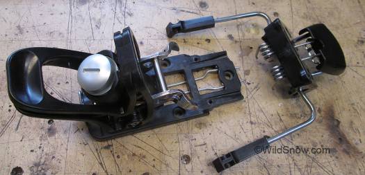 Brake is easy to remove, though you'd need to run the binding with the heel block. Brake is easy to remove, though you'd need to run the binding with the heel block.
